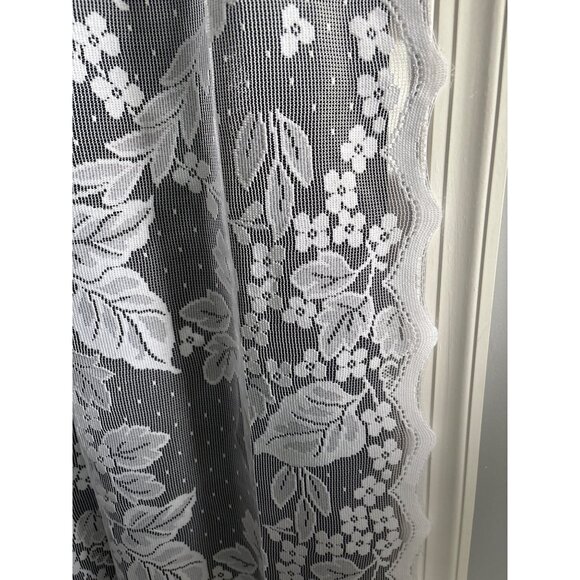 1 Panel White Floral Lace Curtain 64" L x 60" W Polyester - Picture 7 of 9